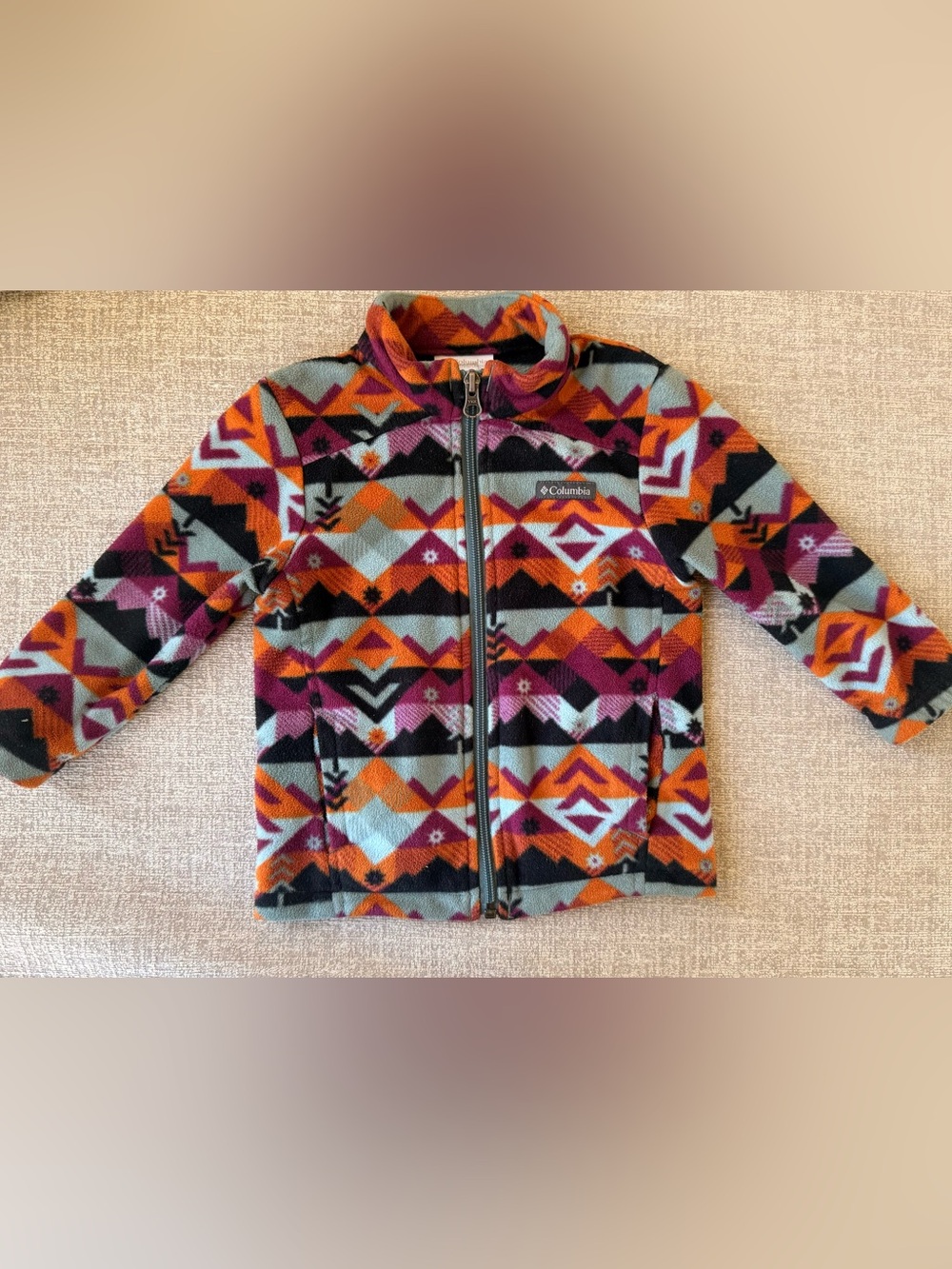 Columbia Kids Geometric Fleece Jacket - Orange, Purple & Black